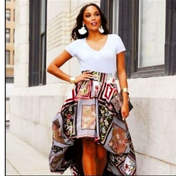 Ny and co hi low mixed print florals hi low bubble skirt - Picture 1 of 16
